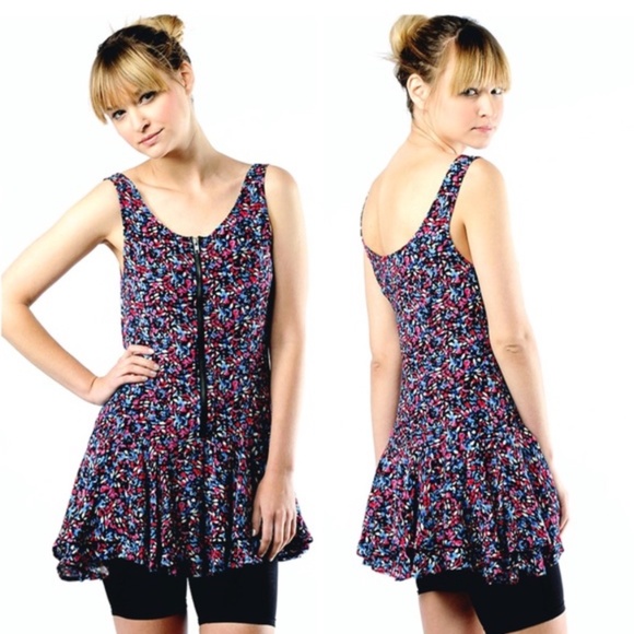 Like New ✵☽Free People☾✵ Floral Blue & Pink <Everyone We Know> Mini Dress | 8 - Picture 11 of 12